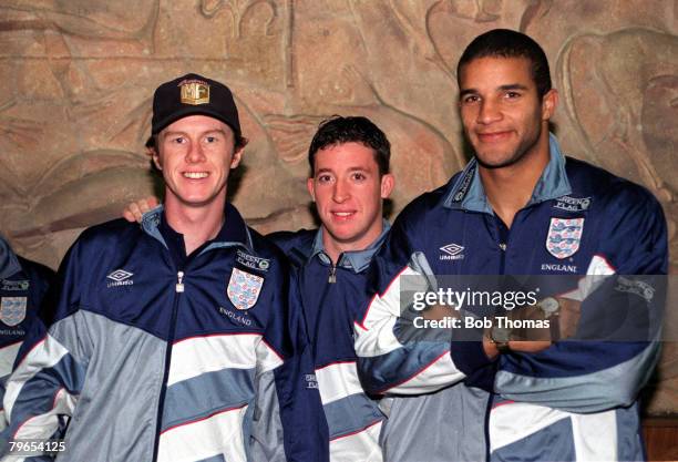 Football Georgia, November, Liverpool trio L-R: Steve McManaman, Robbie Fowler and David James in Georgia with the England Football team for a Euro...