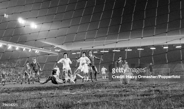 Graeme Souness of Liverpool scores during the European Cup Quarter Final 1st Leg tie between Liverpool and CSKA Sofia at Anfield on March 4, 1981 in...