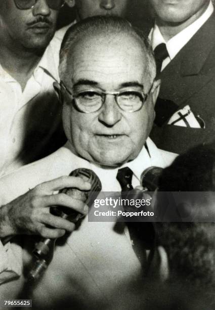 Politics, Personalities, pic: circa 1945, Getulio Vargas pictured meeting the press, Getulio Vargas President of Brazil from 1930-1945 and from...