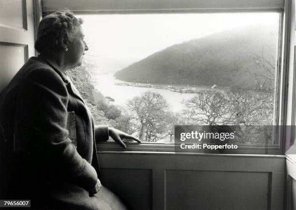 Literature, Personalities, pic: January 1946, English crime writer Agatha Christie at her home Greenway House, Devon , looking over the grounds to...