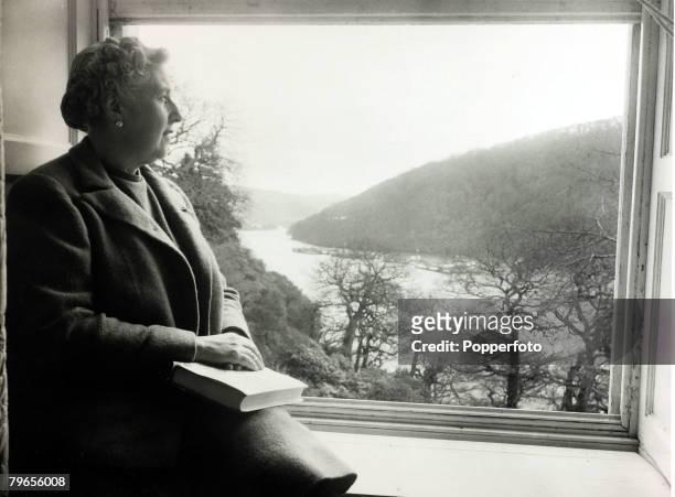Literature, Personalities, pic: January 1946, English crime writer Agatha Christie at her home Greenway House, Devon , looking over the grounds to...