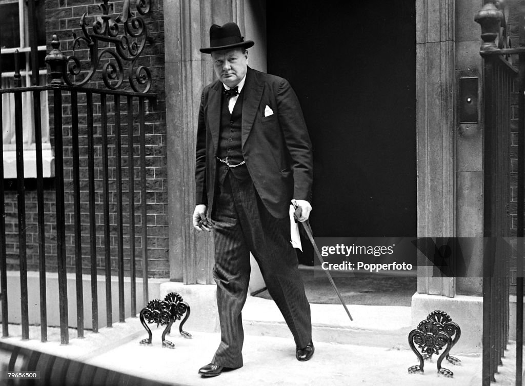 War and Conflict, World War II, Political Personalities, pic: 4th July 1940, British Prime Minister Winston Churchill leaving No 10 Downing Street for the House of Commons