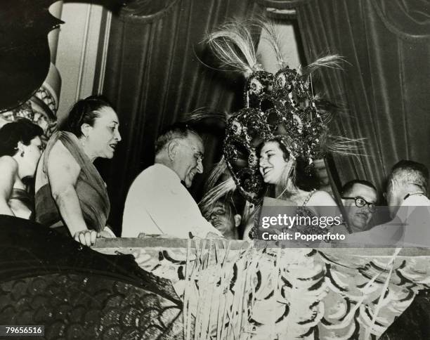 Politics, Personalities, pic: February 1951, Rio de Janeiro, President Getulio Vargas pictured presenting a prize for best costume at the Rio...
