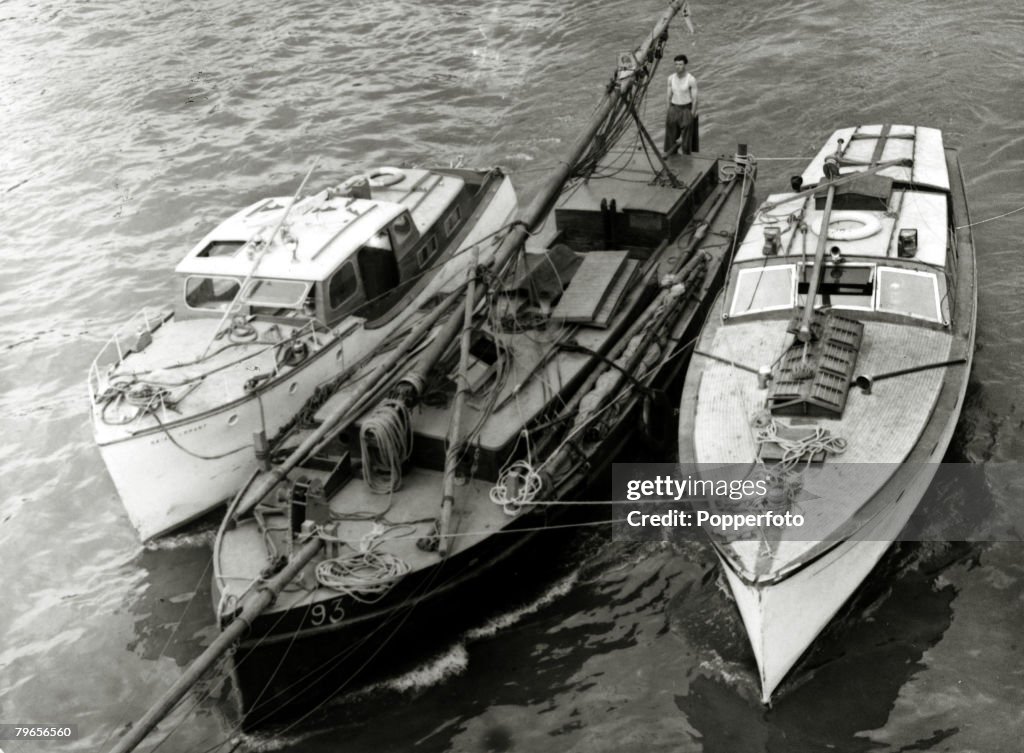 War and Conflict, World War II, pic: May 1940, The Battle of Dunkirk, Some of the small boats which helped in the evacuation from Dunkirk, The Battle of Dunkirk, (which took place approx, 25th May - 3rd June 1940 was one of trying to extricate the British