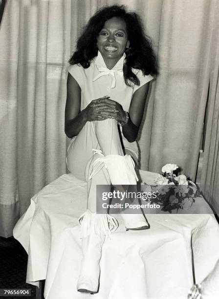 Music Personalities, pic: 10th September 1980, American singer Diana Ross pictured in London after receiving a gold disc for sales of her hit single...