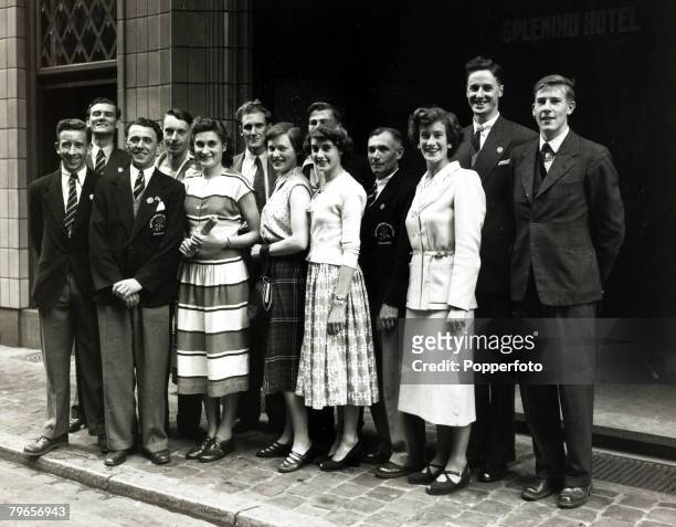 Sport, Athletics, pic: 28th August 1950, Brussels, Some of the British competitors who achieved honours in the European Games in Brussels, Front row,...
