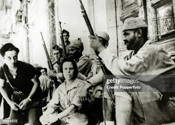 War and Conflict, Spanish Civil War , pic: 13th August 1937, 17 year old Anita Royo from Morocco the only woman fighting with the rebel forces on the...