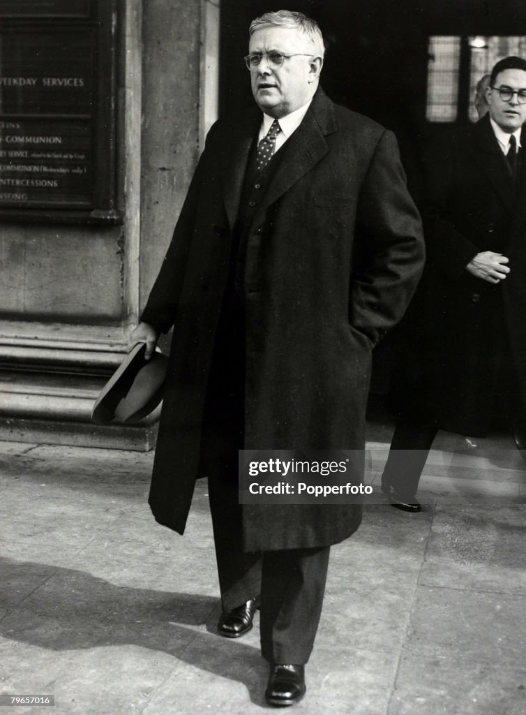 Political Personalities, pic: March 1949, Dr, Herbert V, Evatt, the Australian Foreign Minister at a memorial service at St,Martin in the Fields Church, London