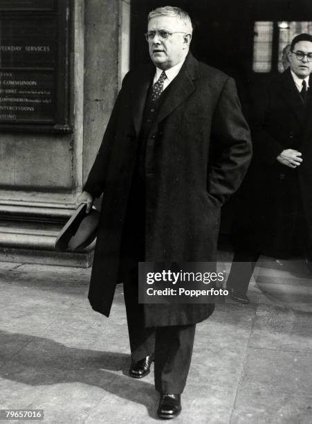 Political Personalities, pic: March 1949, Dr, Herbert V, Evatt, the Australian Foreign Minister at a memorial service at St,Martin in the Fields...