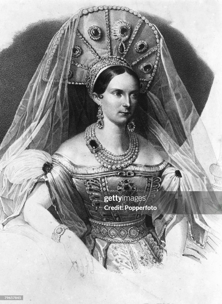 Russian Royalty, pic: circa 1830's, Empress Alexandra Feodorovna, who lived 1798-1860, the wife of Tsar Nicholas I