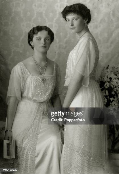 Circa 1914, The Grand Duchess Olga, left, with her sister the Grand Duchess Tatiana, the daughters of Tsar Nicholas II