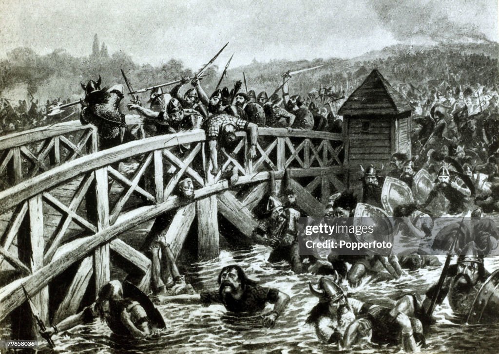 War and Conflict, The Battle of Stamford Bridge, Yorkshire, pic: 25th September 1066, The battle was fought between King Harold of England's army and a large force of invading Vikings from Norway, and ended in victory for the English when they routed the 