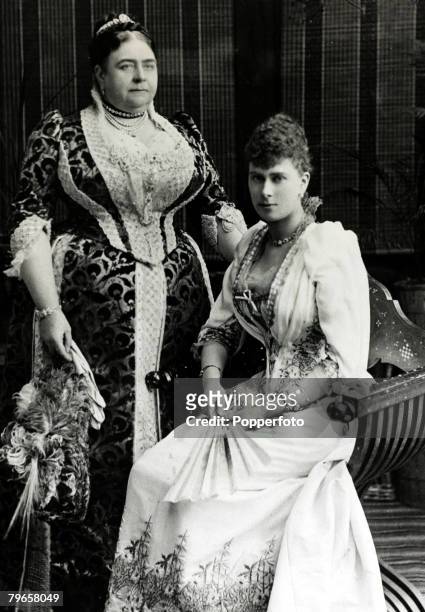 Circa 1891, Princess Mary of Teck, who was to become Queen Mary the Queen Consort of King George V, pictured with her mother the Duchess of Teck