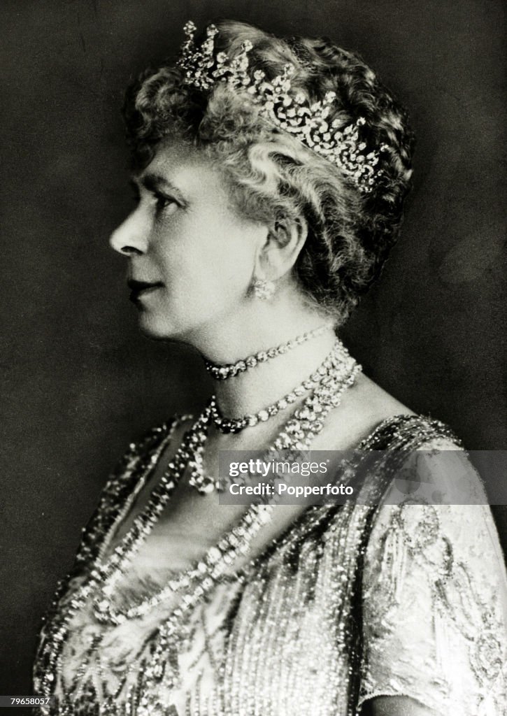 History Personalities, British Royalty, pic: 1920, HM,Queen Mary, portrait, Queen Mary (1867-1953) born Mary of Teck, became Queen Consort when her husband King George V ascended the throne in 1910