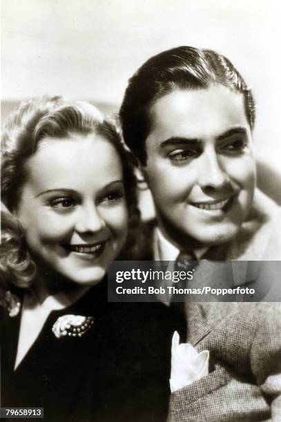 Cinema Personalities, pic: circa 1939, Actors Sonja Henie and Tyrone Power in the film " Second Fiddle"