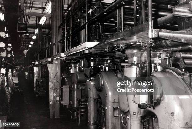 Industrial Disputes, London, England, 7th December 1970, The empty machine room at the daily national newspaper the "Sun" in Fleet Street, where...