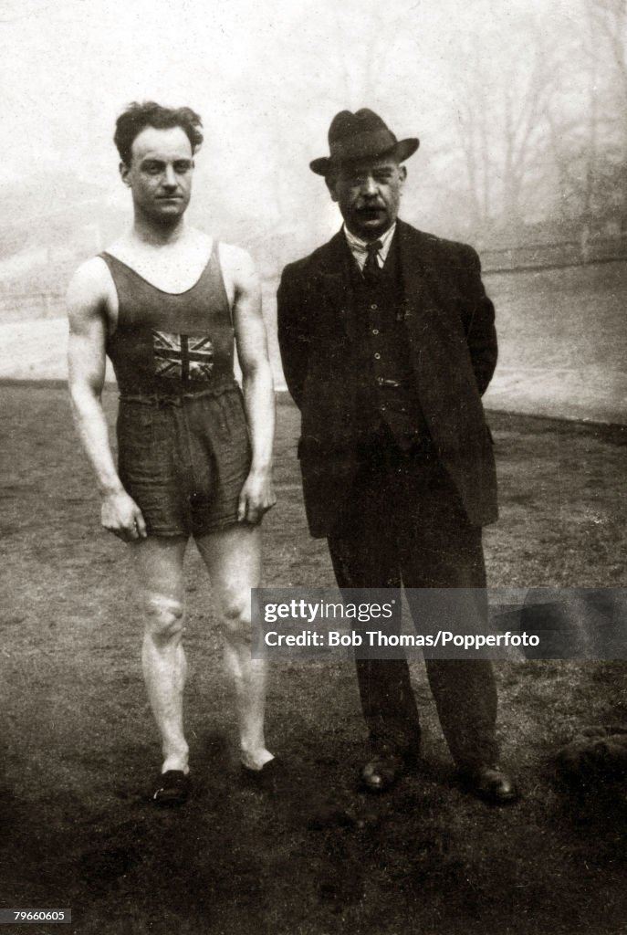 Sport, 1912 Olympic Games, Athletics, Athletics Coach Sam Mussabini, right, is pictured with Great Britain's William Applegarth who won the Bronze medal in the Mens 200 metres at the 1912 Olympic Games in Stockholm, Sam Mussabini also coached Britain's Ha