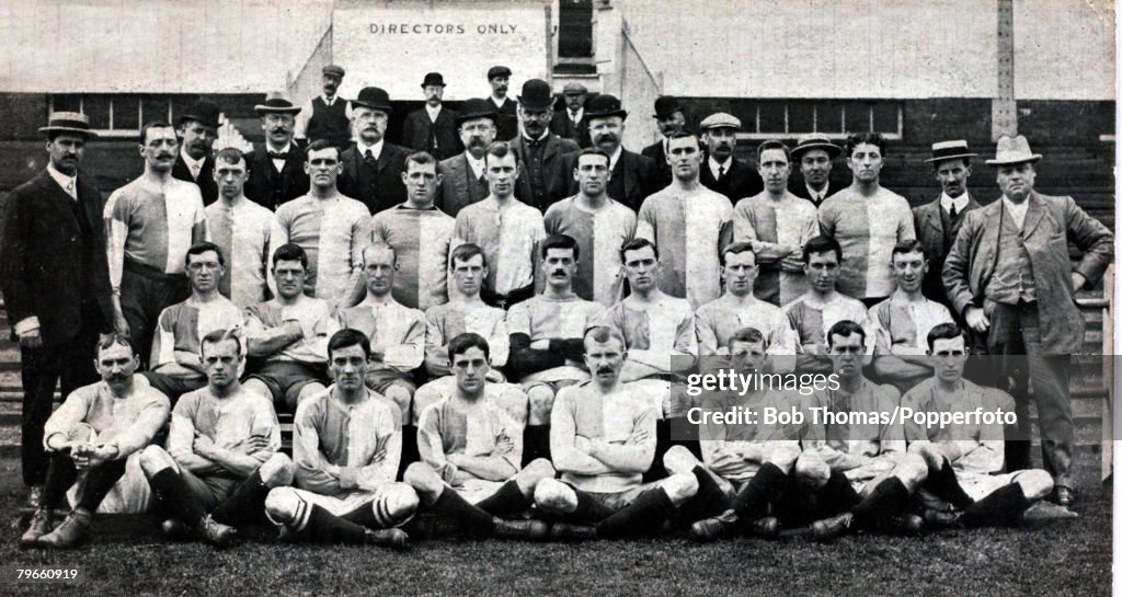 Sport, Football, circa 1905, Blackburn Rovers F,C, Back row, L-R: J,Forrest, T,A,Leaver, J,Shorrock, L,Cotton, W,Wilkinson, T,Gillibtrand, J,Dawson, H,Garstang, Second row, L-R: R,Middleton, R,Crompton, (captain), Mauson, Atherton, McIvor, Manning, Camero