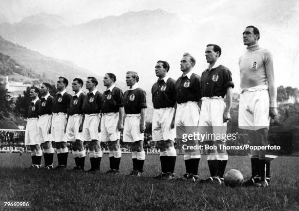 Sport, Football, Bellinzona, May 1948, Switzerland 'B' 1 v England 'B' 5, The England team line-up before the match, This was Alf Ramsey's first...