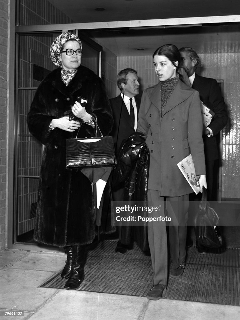 London, England, 20th March 1971, Princess Grace of Monaco is pictured leaving Heathrow with her 14 year old daughter Caroline after a short stay in London