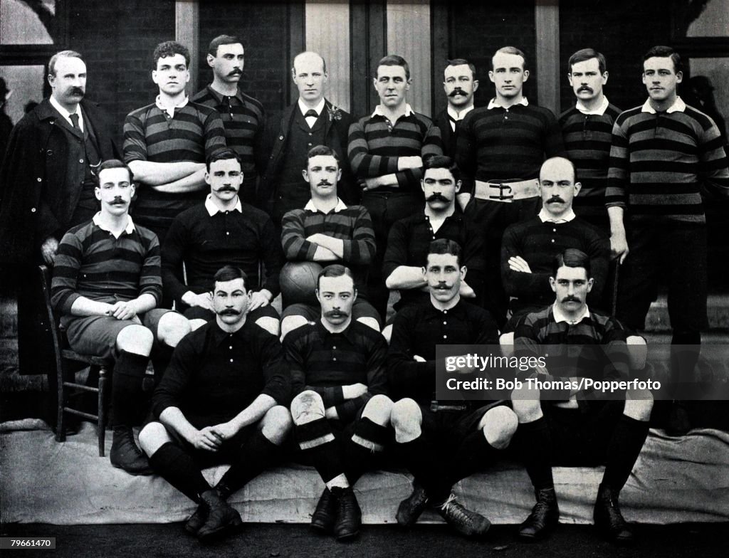 Sport/Rugby Union, circa 1896, Back two,l-r, A,Later, W,P,Carpmael, (Hon,Secretary), Standing,l-r, L,Stokes, (President)F,C,Lohden, A,Spurling, (Hon, Treasurer)P,C,Tarbutt, C,Dixon, J,C,Rigby, H,W,Finlinson,Seated, l-r, R,F,C,De Winton, J,H,C,Fegan, P,Mau