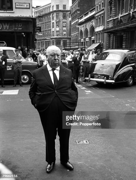 London, England, 26th July 1971, English film director Alfred Hitchcock is pictured during a break in the filming of his latest film "Frenzy" at...