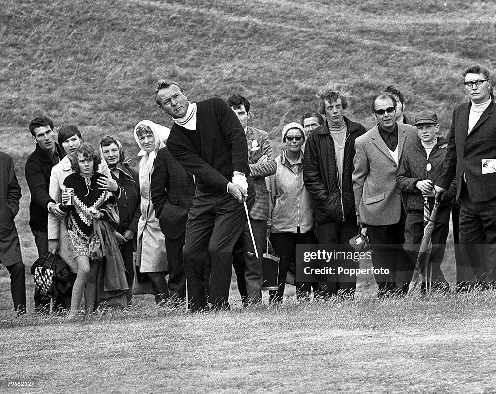 Sport, Golf, Troon, Scotland, 5th July 1970, Sean Connery Invitation Pro/Am Tournament, USA's Arnold Palmer plays a shot during the 36 hole 15,000 tournament