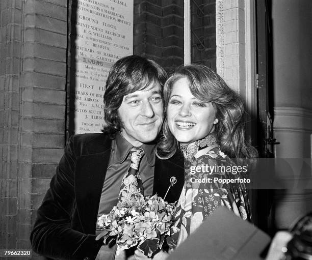 London, England, 17th February 1972, British actress Charlotte Rampling is pictured after marrying Bryan Southcombe