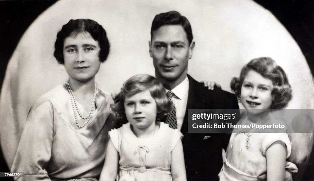 British Royalty, Pic: circa 1933, Their Royal Highnesses The Duke and Duchess of York with their children Princess Elizabeth (later Queen Elizabeth II) and Princess Margaret