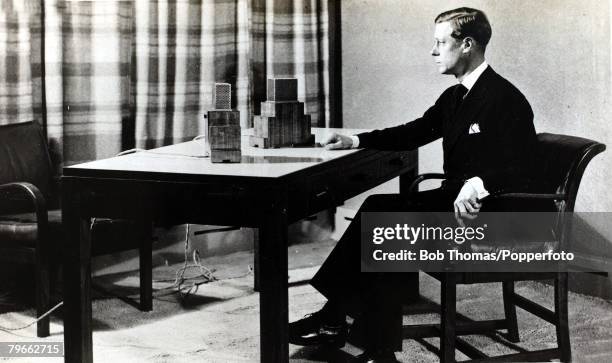 British Royalty, H,M,King Edward VIII of Great Britain is pictured broadcasting to the Empire, before he decided to abdicate to marry Mrs, Wallis...
