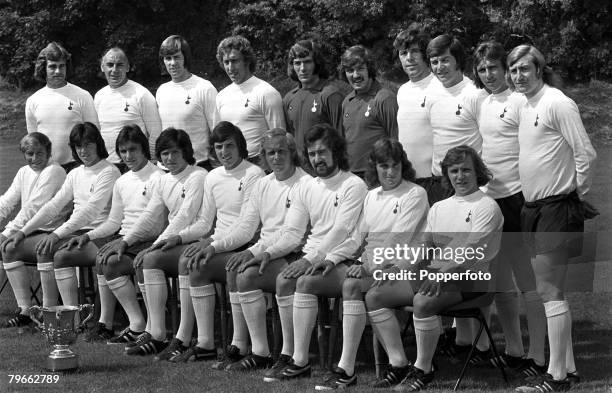 Sport, Football, London, England, 15th August 1973, The Tottenham Hotspur first team squad for season 1973/4 pose together for a group photograph...