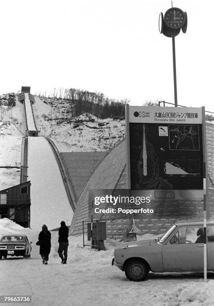 Sapporo, Japan, 30th December 1971, The 90 metre ski-jump at Okurayama to be used during the 1972 Winter Olympic Games at Sapporo