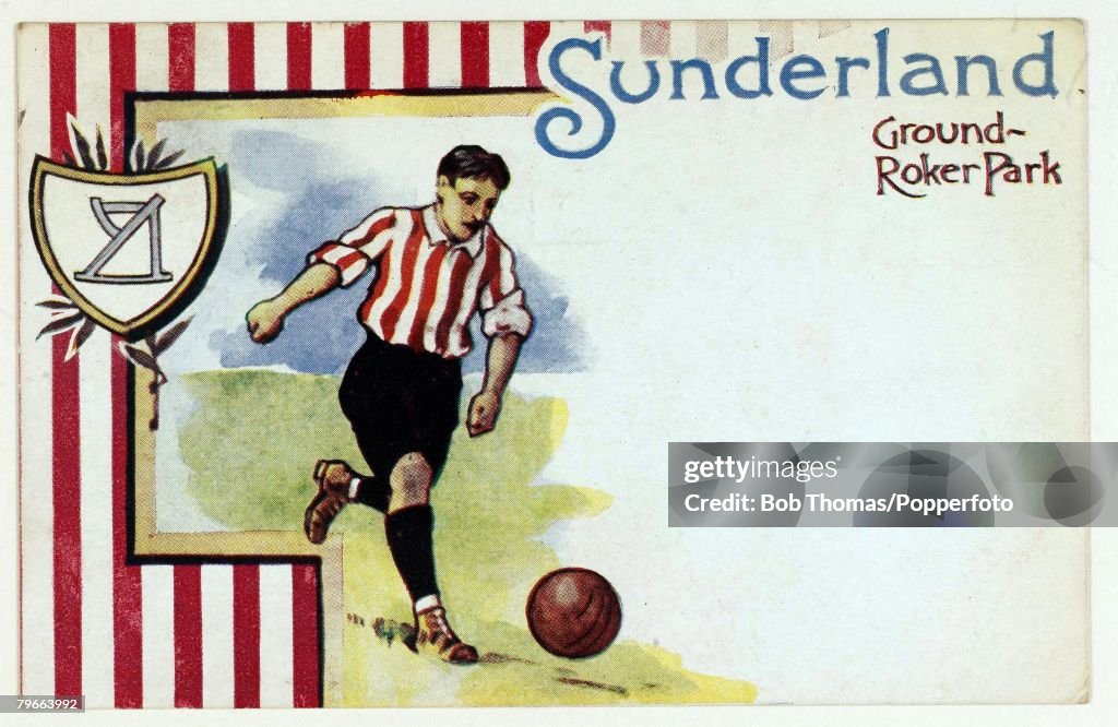 Sport, Football, Circa 1905, Colour postcard illustration, Sunderland F,C