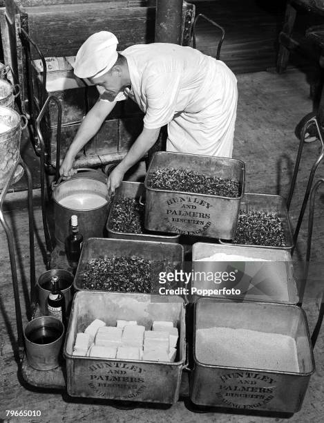 October 1947, Ingredients being prepared for Princess Elizabeth's wedding cake at a Berkshire confectionery factory