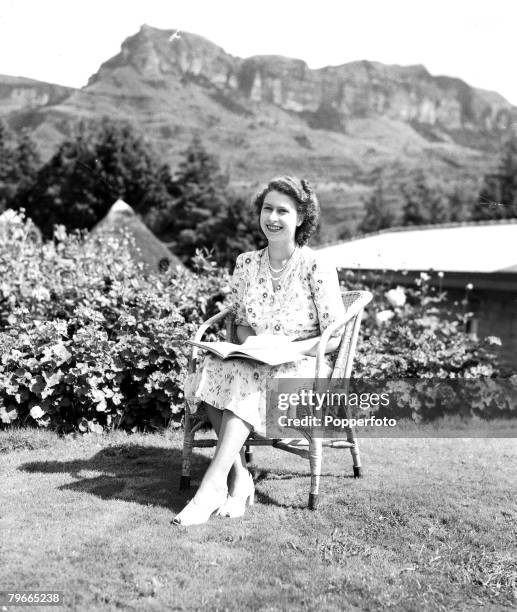 21st April 1947, Natal, South Africa, Princess Elizabeth poses on her 21st birthday during the Royal Tour of South Africa
