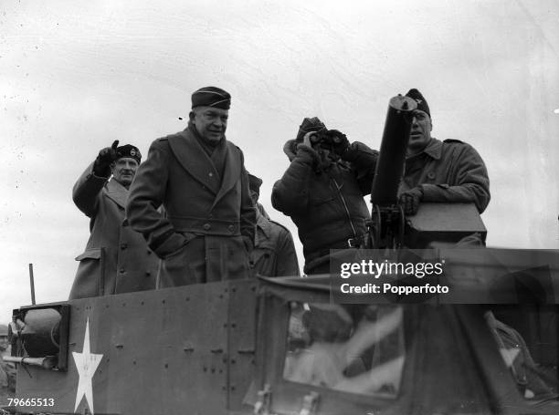 World War II, 26th February 1944, England, General Sir Bernard Montgomery , Commander-in-Chief of the British Armies, with General Dwight Eisenhower...