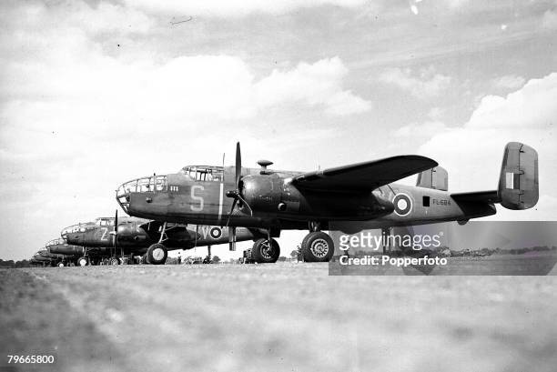 World War II, 3rd August 1943, The R,A,F+s ,New Mitchell B25 day bomber pictured ,somewhere in England