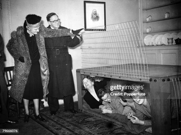 World War II, 11th February 1941, London, England, Mrs Clementine Churchill, wife of British Prime Minister Winston, is pictured with Herbert...