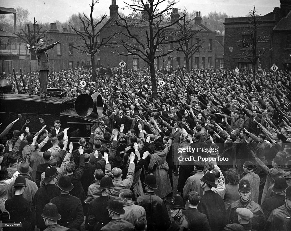 Mosley Rally 1st May 1938, London, England, Sir Oswald Mosley, the leader of the ...