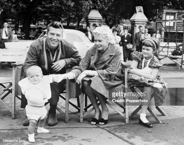 21st August 1967, New York, USA, Jayne Mansfield the American screen actress who later was killed in a car crash in the U,S is pictured sitting...