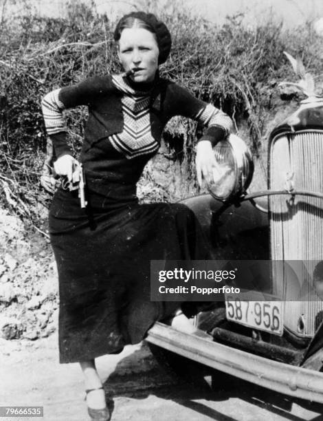 Circa 1932, American criminal Bonnie Parker who together with Clyde Barrow of ,Bonnie & Clyde infamy from August 1932 untill being ambushed and...
