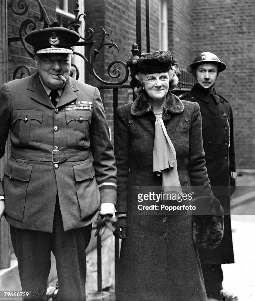 London, England, 30th June 1943, British Prime Minister Winston Churchill, wearing his Royal Air Force uniform of Honorary Air Commodore of 615...