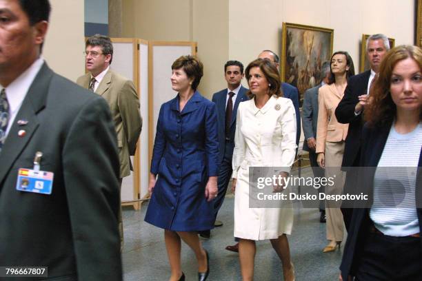 Laura Bush and Ana Botella touring the Prado.