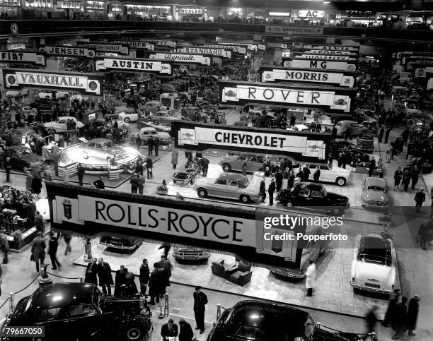 Classic Collection, Page 10415060, 22nd, October 1952, An aerial view of the stands at the Earls Court Motor Show, London, England