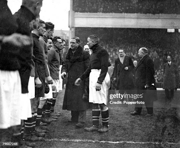 Football, London, England, 10th December 1932, The Prince of Wales, later King Edward VIII and the Duke of Windsor, met with a great reception from a...