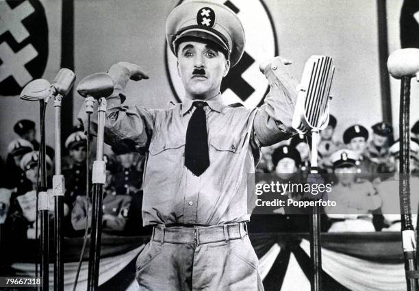 24th August 1940, Charlie Chaplin in a still from his film 'The Great Dictator', a satire of totalitarian regimes.