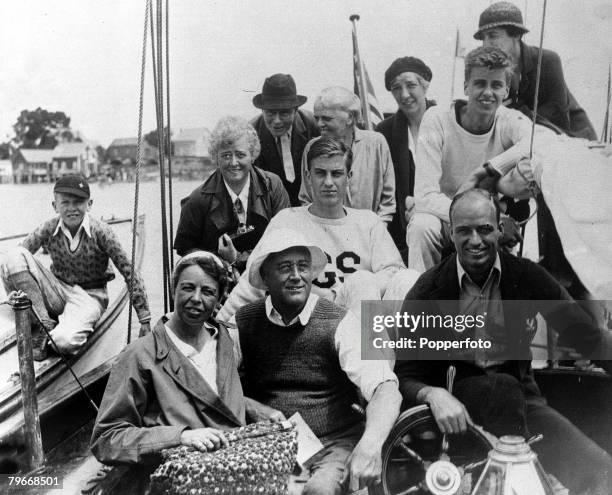 United States of America, 5th July Front Row: President of the United States of America Franklin D, Roosevelt with his wife Eleanor and their eldest...