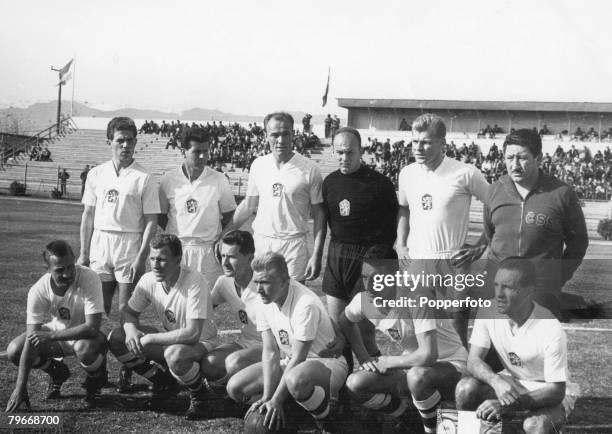 World Cup Quarter-Final Rancagua, Chile, 10th June Czechoslovakia 1 v Hungary 0, The Czechoslovakian soccer team line up before the match