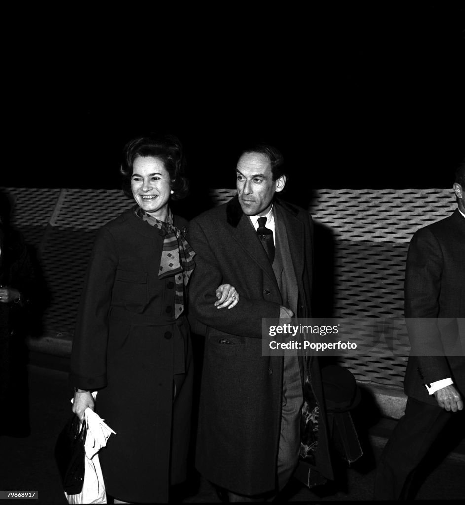 March 14th, 1973, Liberal leader Jeremy Thorpe pictured in Nice, South of France with his wife Marion soon after they had married