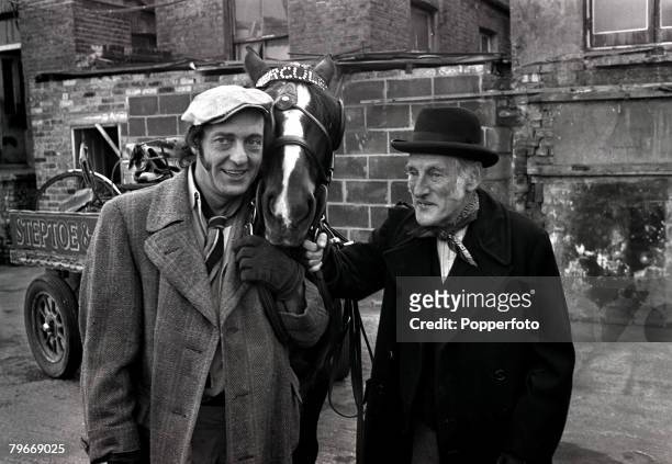 15th February, 1973 Film, Comedy, A scene from the new British film " Steptoe and son ride again" showing Harry H, Corbett left, with Steptoe and...